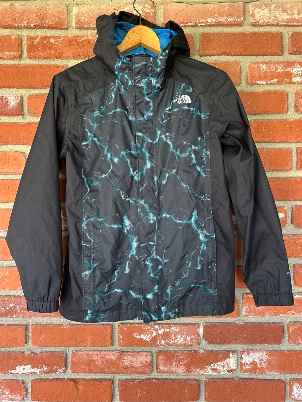 The North Face Boys‎ DryVent Hooded Rain Jacket Black/Blue Jacket Large 14/16